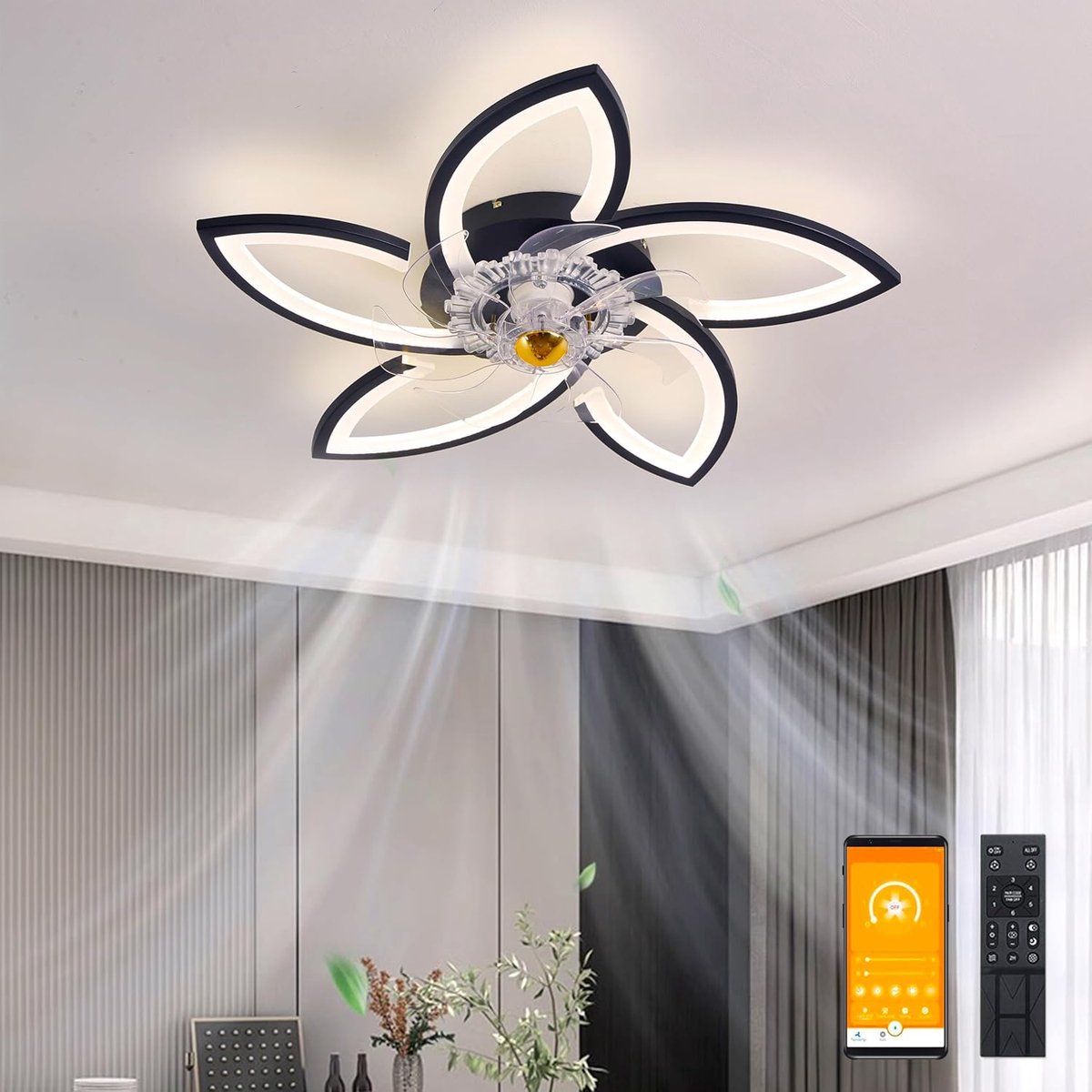 Moderne Dimbare Plafondventilator met Verlichting en Afstandsbediening