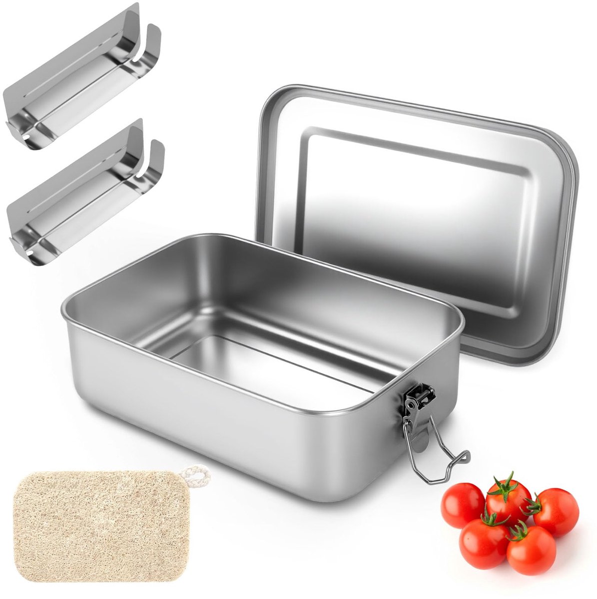 Ibenzoa® Roestvrijstalen lunchbox met dubbele compartimenten en lekvrije afdichting