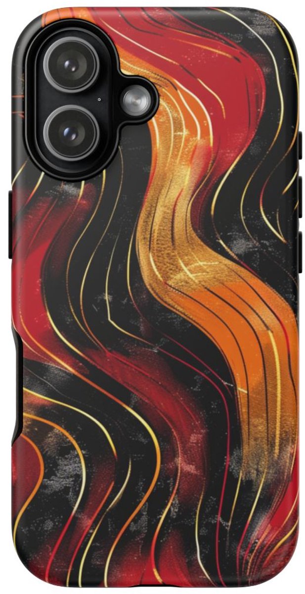 Abstracte Golvende Rode en Oranje Patronen – Telefoonhoesje Geschikt voor iPhone 17