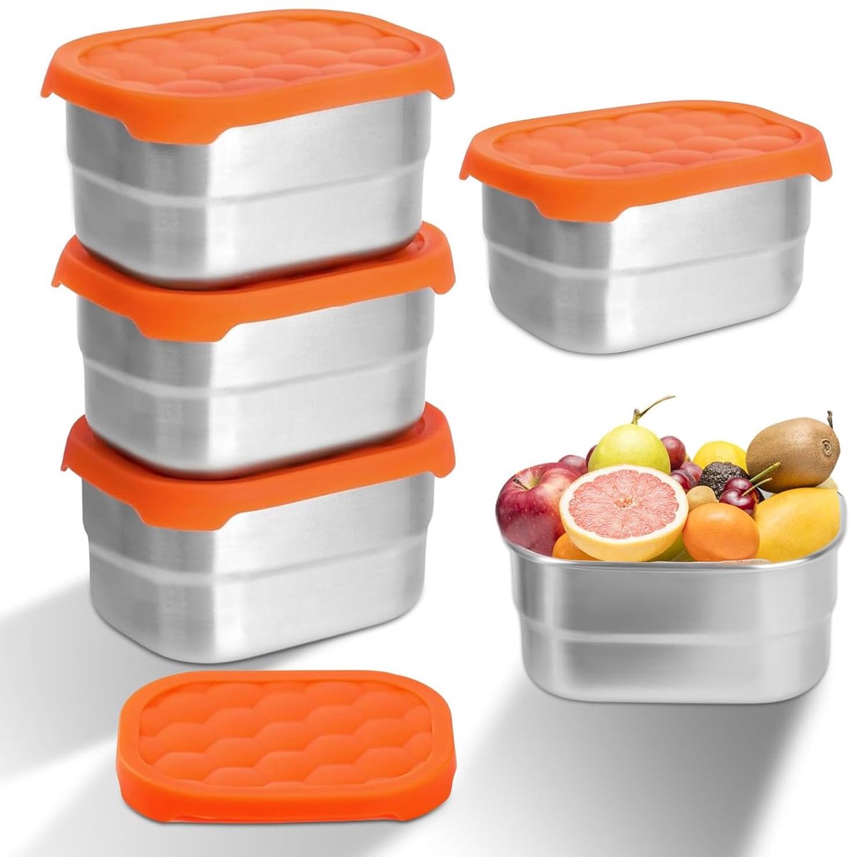 Ibenzoa® Herbruikbare roestvrijstalen snackboxen met siliconen deksel voor onderweg