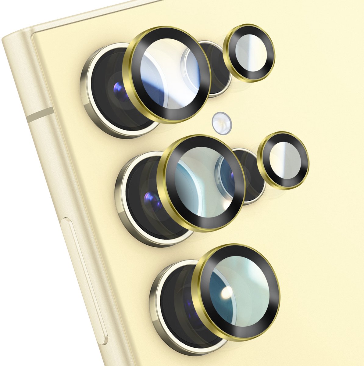 Forcell, Lens Protector geschikt voor Galaxy S24 Ultra - Aluminium Frame & Anti-Scratch, Goud