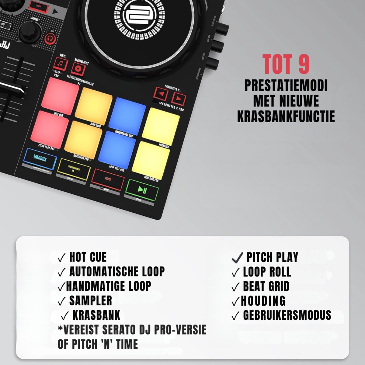 null SCH DJ Controller met 16 RGB pads en 9 power modes thumbnail 4