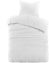 Droomtextiel Mendez Dekbedovertrek Flanel Wit - 140x200/220 cm - Super Zacht en Heerlijk Warm