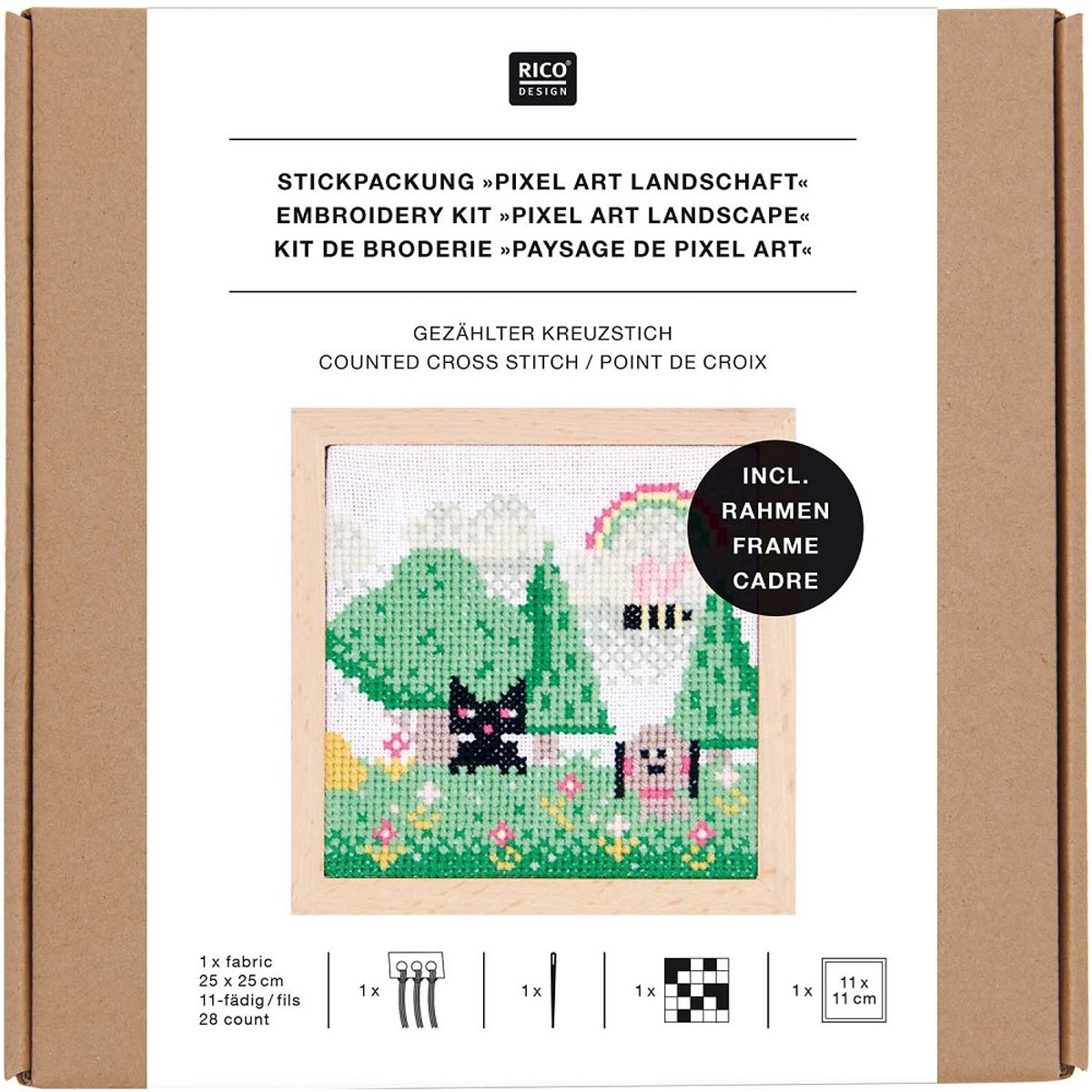 Borduurpakket Kruissteek Telpatroon - Pixel Art Landschap 100223 (Rico Design)