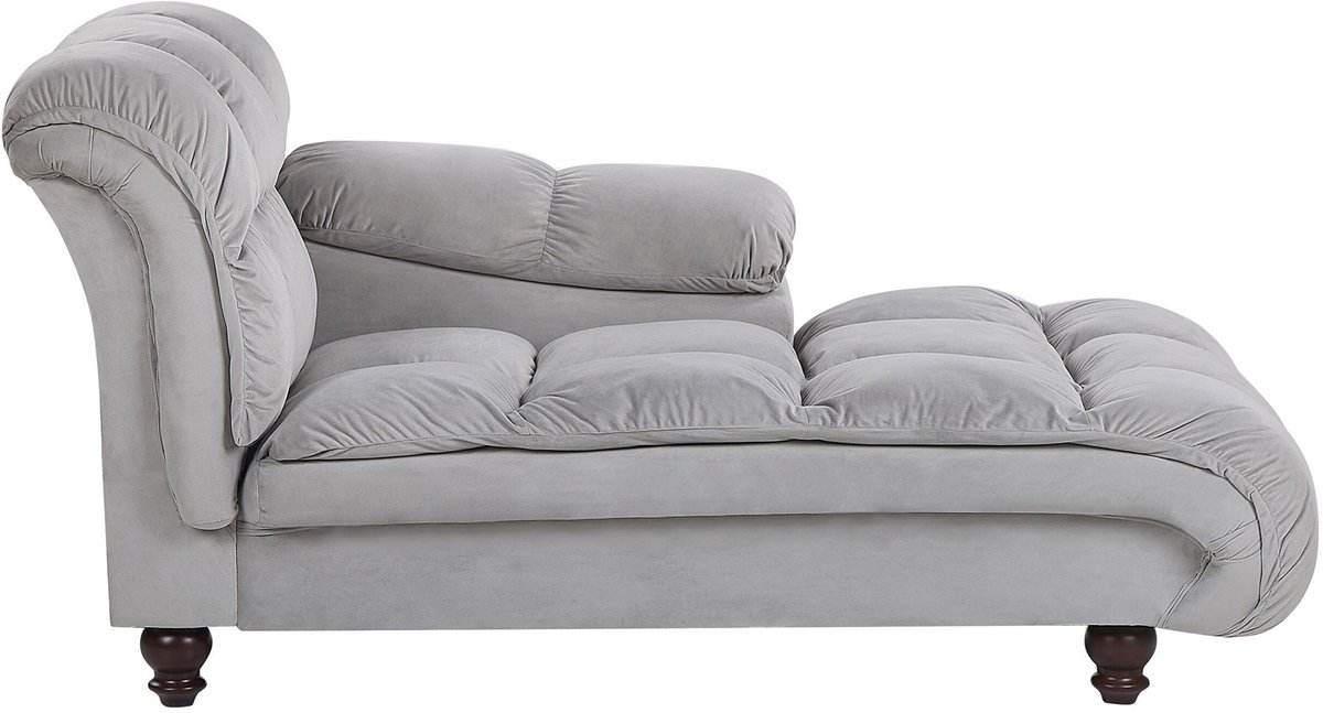 BELIANI LORMONT - Chaise longue - Lichtgrijs - Linkerzijde - Fluweel