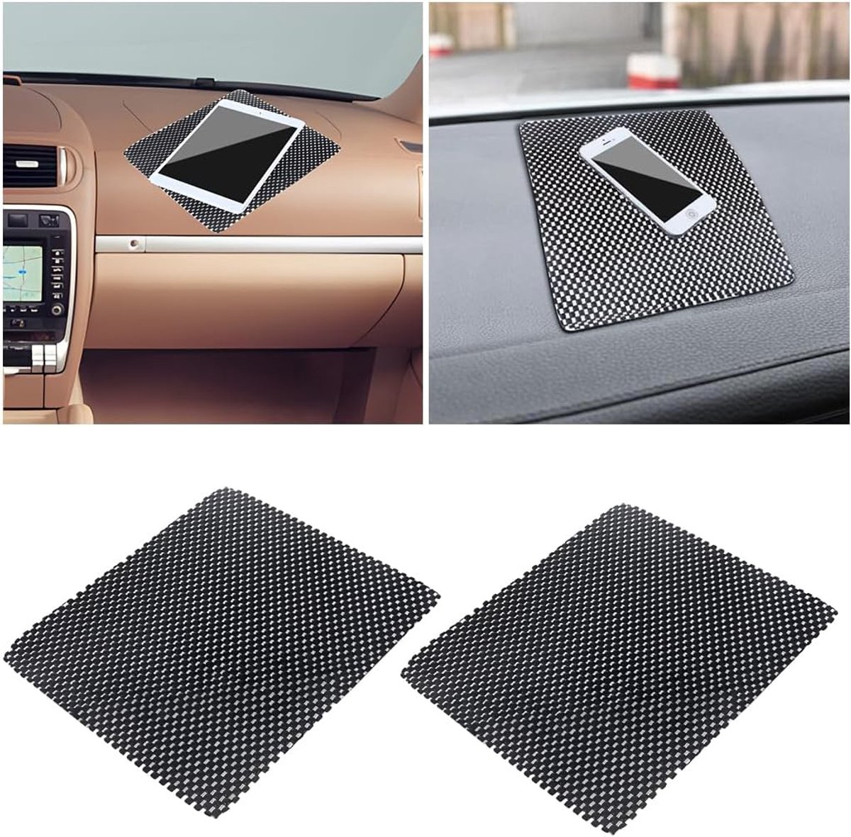 Image of 2 stuks antislipmatten voor mobiele telefoon - auto accessoires - autodashboardpads voor de meeste auto's