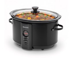 foto van Brabantia Slowcooker - 6.5 Liter - 320 Watt - Warmhoudfunctie - Keramische Binnenpan - Zwart - BBEK1083MB