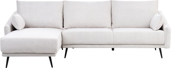 VARDE - Canapé d'angle - Blanc cassé - Côté droit - Polyester