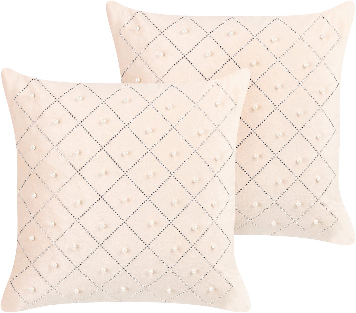 Beliani YARROW - Sierkussen set van 2 - Beige - 45 x 45 cm - Fluweel