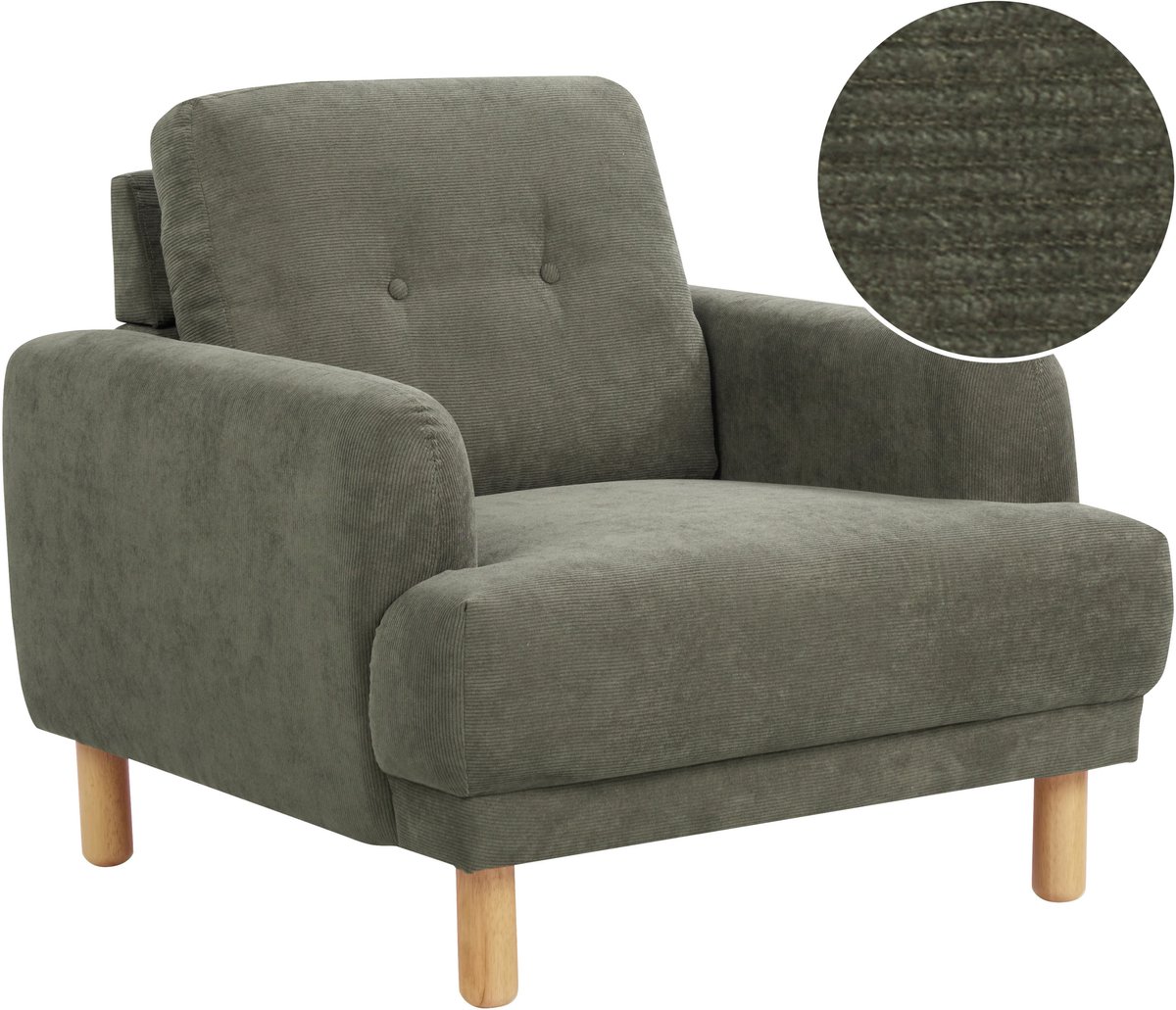 Beliani TUVE - Fauteuil - Donkergroen - Corduroy