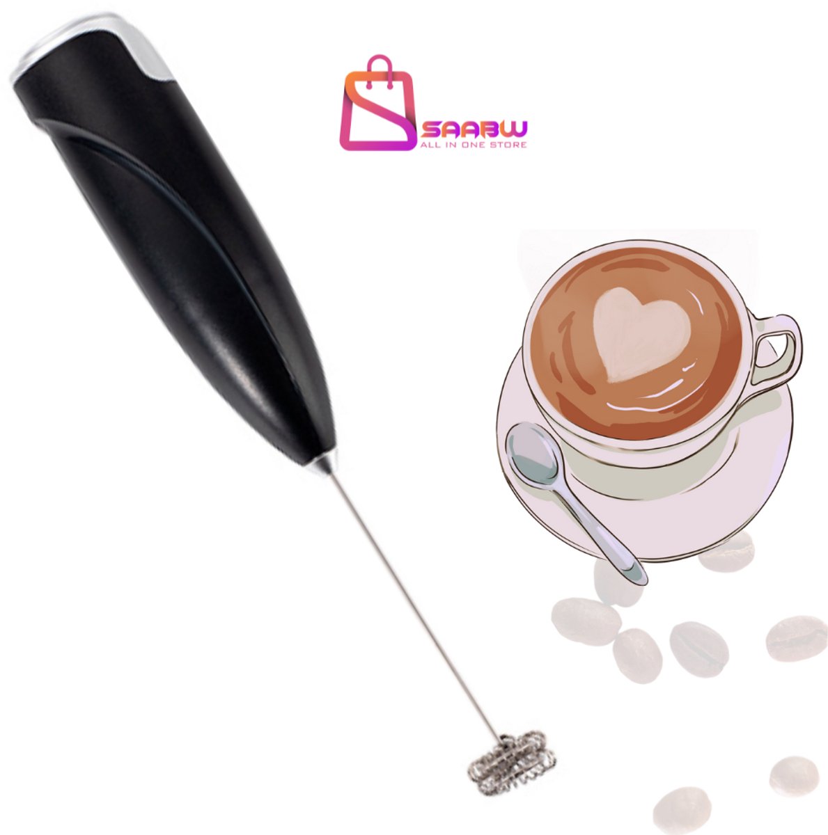 Melkopschuimer Mini – Elektrische Koffie mixer met Houder voor Cappuccino, Latte & Chocolademelk – Melkopschuimer Elektrisch & Handmatig – koffiezetapparaat – koffiemachines – 74269