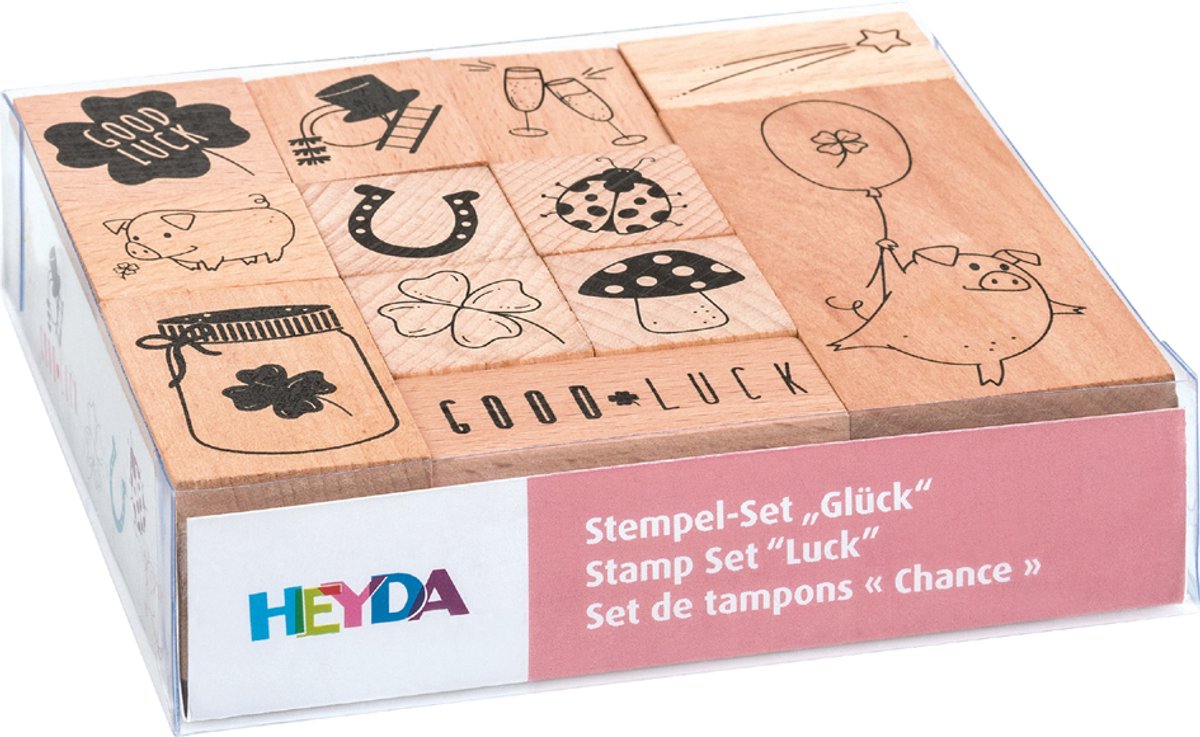 HEYDA Stempelset 'Geluk' in transparante box