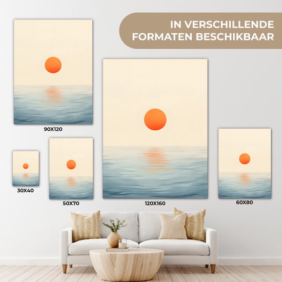 Tableau sur toile 60x80 cm - Décoration murale exclusive Soleil - Oranje - Mer - Décoration murale salon - Décoration chambre - Accessoires chambre - Peintures sur toile