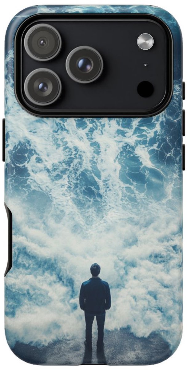 Man Tegenover Oceaangolven – Telefoonhoesje Geschikt voor iPhone 17 Pro