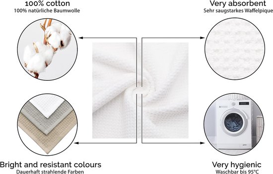 Set de 10 petites serviettes durables 30 x 50 cm avec boucle de suspension et motif gaufré