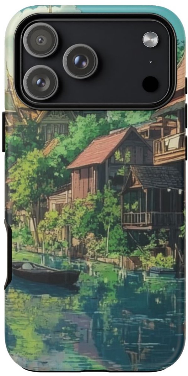 Rustiek Dorp aan de Rivieroever – Telefoonhoesje Geschikt voor iPhone 17 Pro Max