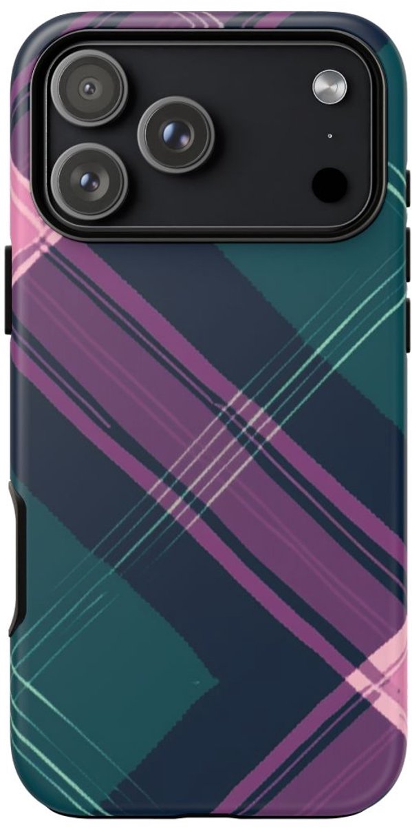 Smaragdgroen en Roze Geruit Patroon – Telefoonhoesje Geschikt voor iPhone 17 Pro Max