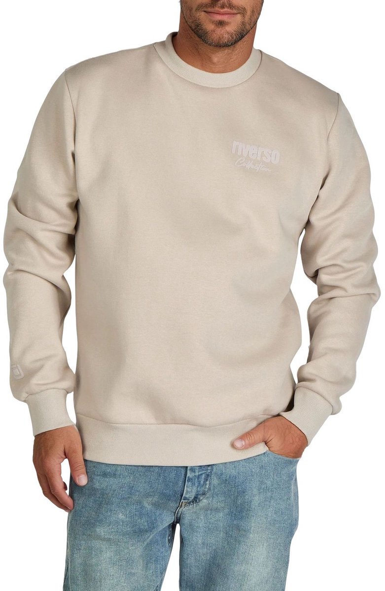 riverso Heren trui RIVJamie regular fit Beige XL Ronde Hals Volwassenen Sweatshirt zonder capuchon