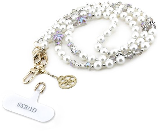 Foto: Guess crossbody koord parels en 4g charm wit