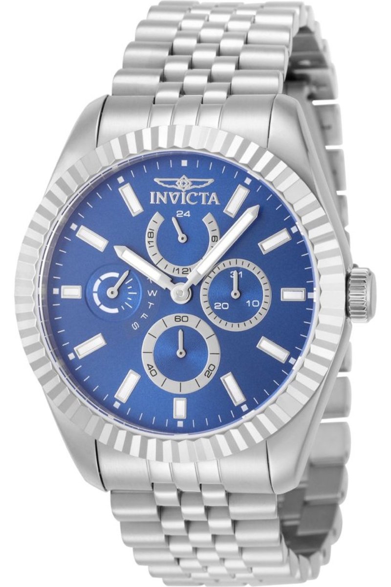 Invicta Specialty 49536 Heren Horloge - Waterdicht - Analoog - Quartz Uurwerk - Roestvrij Staal met blauwe Wijzerplaat - 43mm