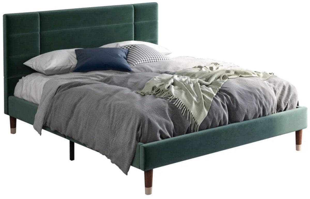 Merax Gestoffeerd Tweepersoonsbed 140x200 met Matras en Lattenbodem – Velvet Groen