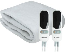 Auronic Elektrische Onderdeken XL - 190x160cm - 2 Persoons - Verwarmingsdeken - 2 Warmtezones - Wit
