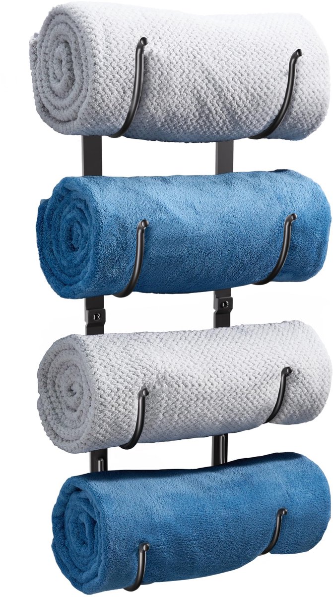 Azomor® Ruimtebesparende wand handdoekhouder met vier lagen voor badkamer en meer
