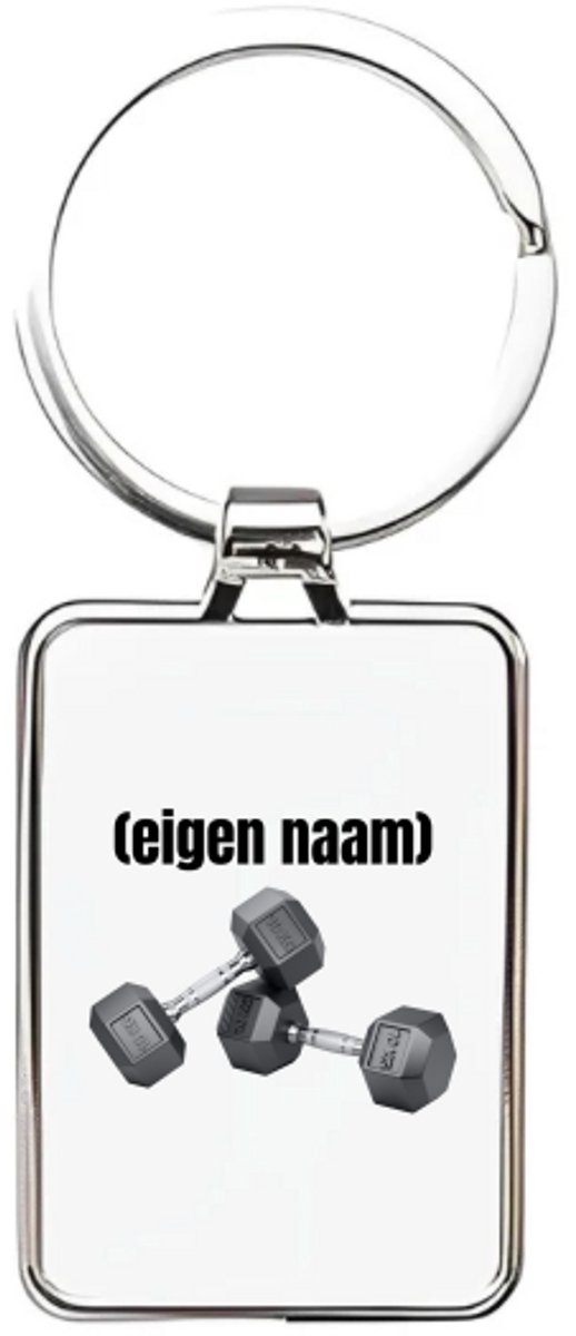 Hacebo® - 10 kg dumbbells met eigen naam sleutelhanger rechthoekig - Fitness - atleten/sport liefhebbers - sleutelhangers - sport - gewichten - fitness - verjaardag - cadeau - kado - rechthoekige sleutelhanger - 3 x 7.8 CM