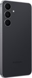 Zwarte Samsung smartphone met drievoudige camera en zilveren rand, achterkant zichtbaar.