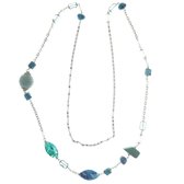 Behave® Lange ketting met blauwe accenten 120 cm