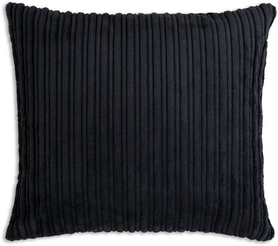 Sierkussen Knit Factory Ritz - kussen carré - Coussin de salon - kussen de canapé - kussen Décoration - Moderne - Zwart - 50x50 cm - Super doux - Housse de coussin avec rembourrage