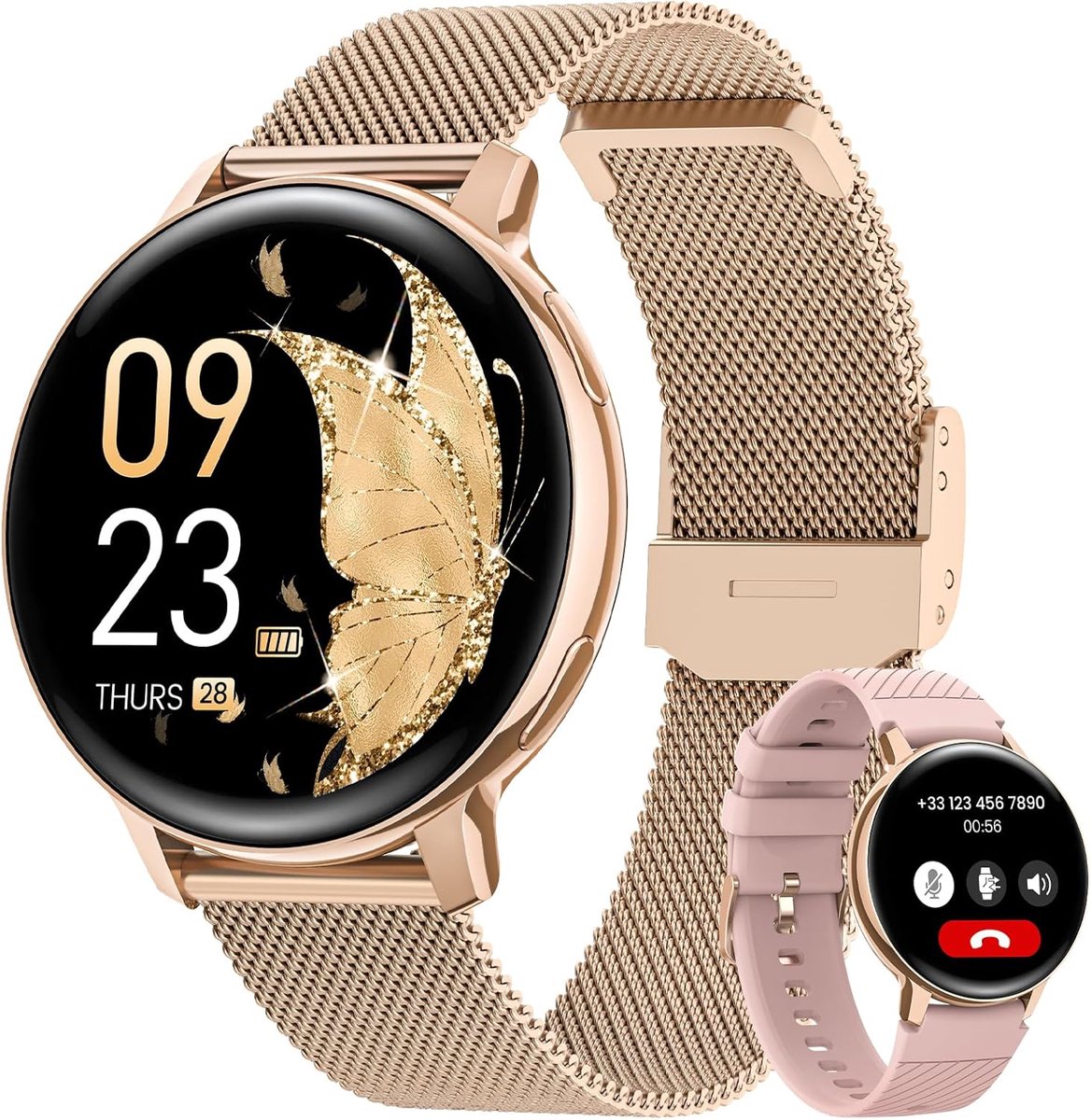 Smartwatch Dames met Oproepen en Hartslagmonitor - 120 Sportmodi en Slaapmonitor