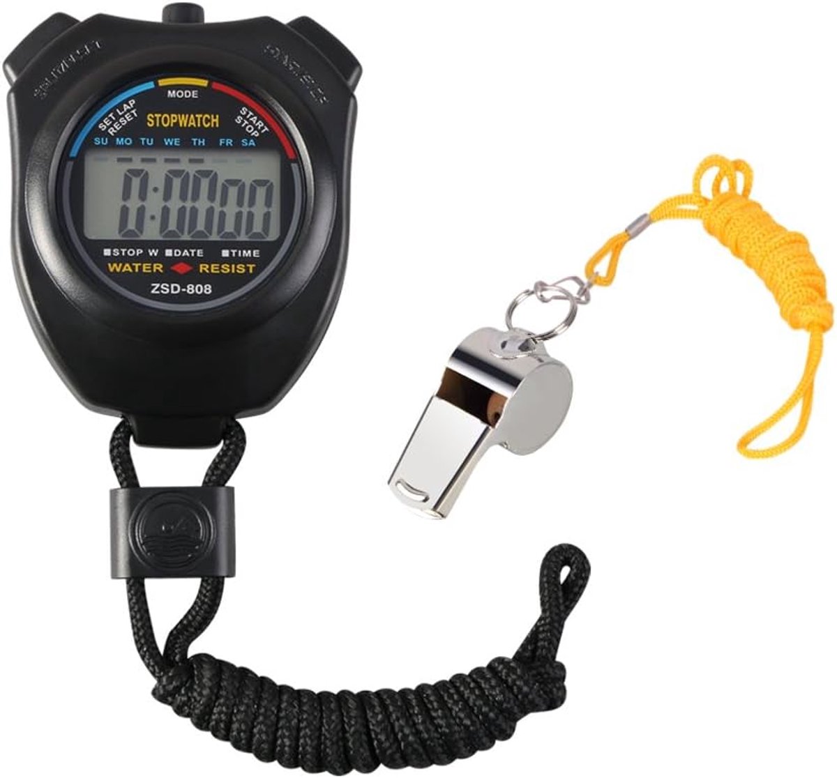 Digitale stopwatch sportteller-timer met roestvrijstalen fluitje | Geschikt voor hardlopen, voetbal, basketbal, zwemmen .