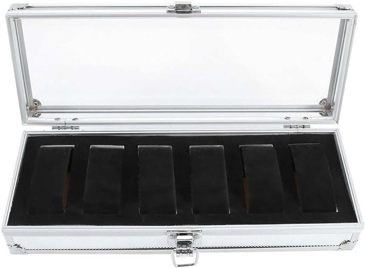 Allecto Plus - Horloge Box met 6-12 Grid Slots van Aluminium - Sieraden Display Organizer - Opslag Case voor Horloges - Nieuw Design met 6 Sleuven