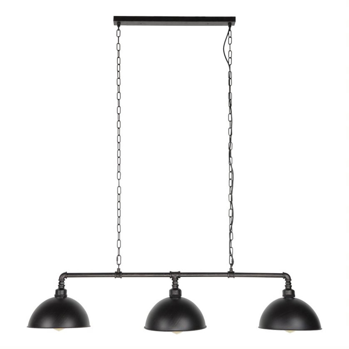 Giga Meubel Hanglamp Industrieel - Zwart Metaal - 3-Lichts - 118x26x150cm