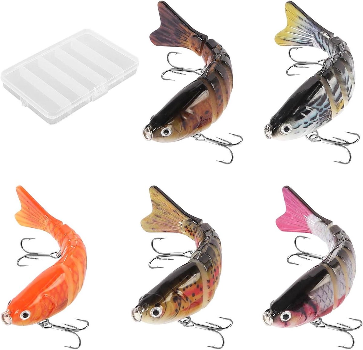 Allecto plus - Kunstmatig Visaas - Levensechte Swimbait Wobbler voor Snoek - 3D Biologisch - Visaccessoires voor Zoet en Zout Water - Snoekbaars en Forel - 5 Stuks