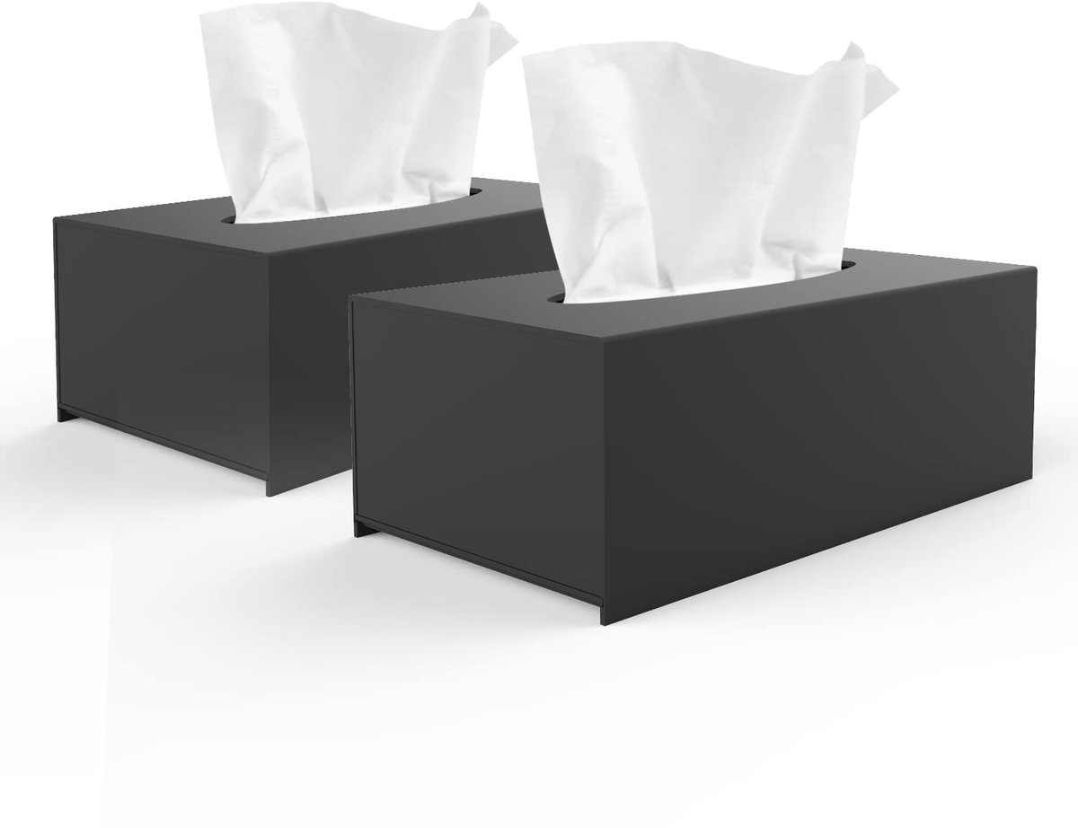 Ibenzoa® Set van twee stijlvolle zwarte acryl tissuedozen met magnetische sluiting