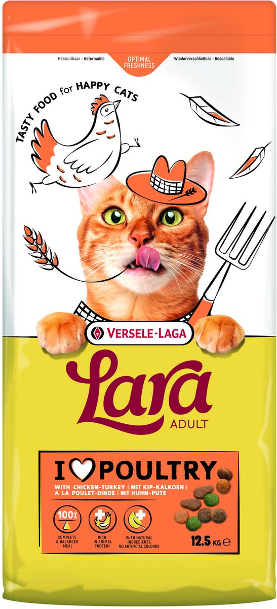 Lara Adult Kip&Kalkoen - Kattenvoer - 12.5 kg