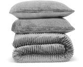 Housse de couette DoubleDry en flanelle côtelée - 1 place 140 x 220 cm + 1 Kussensloop - Douce et agréable au toucher - Grijs