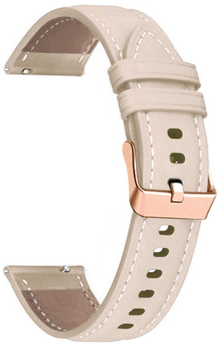 Jumada's - Leren bandje - geschikt voor Garmin Venu 2s / Venu 3s / Vivoactive 4s / Forerunner 255s / 265s - Huawei Watch GT 5 Pro - 42mm / GT 5 / GT 4 - 41mm - beige