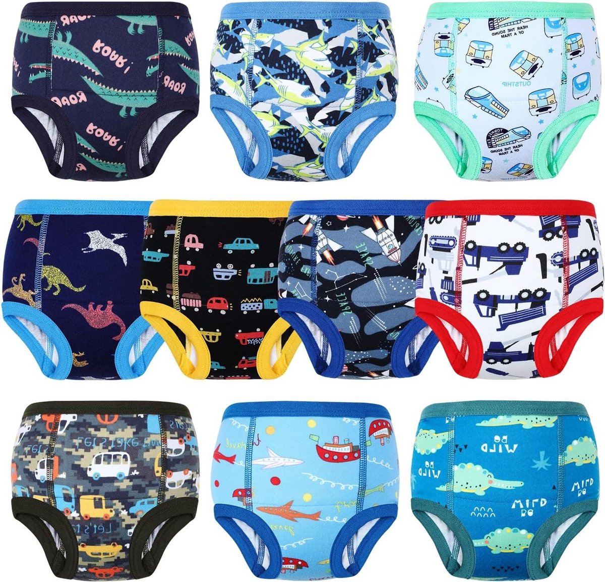 Allecto plus - Trainingsbroek voor kinderen, 10 stuks, katoen, zindelijkheidstraining, blauw, 4 jaar