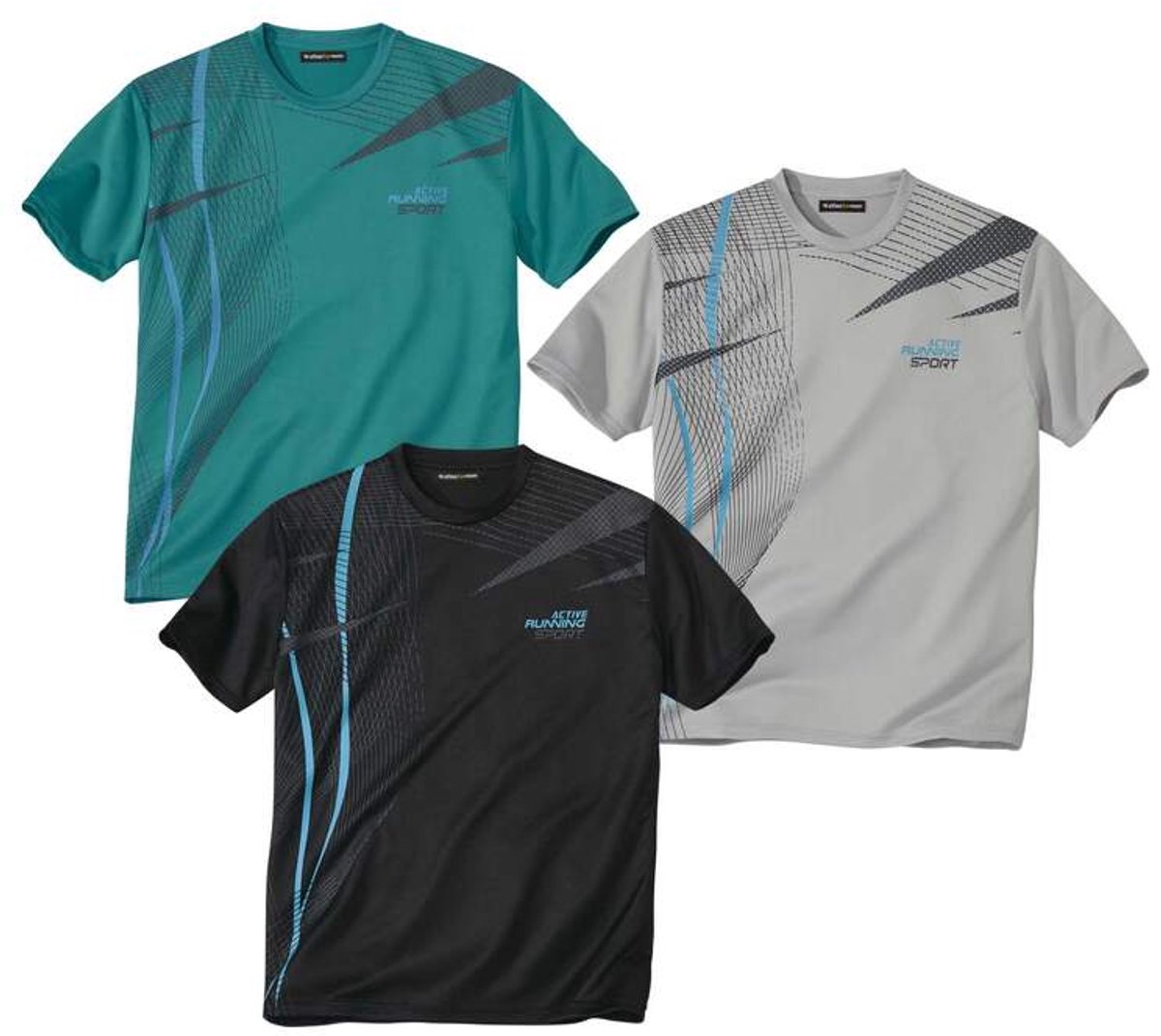 ATLAS FOR MEN - Set van 3 T-shirts Running - Heren - Verkrijgbaar in grote maten - XL