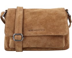 Hide & Stitches Brazos Schoudertas - Suede - Crossbody - Leer - Overslag - Leren Dames Tas - Camel