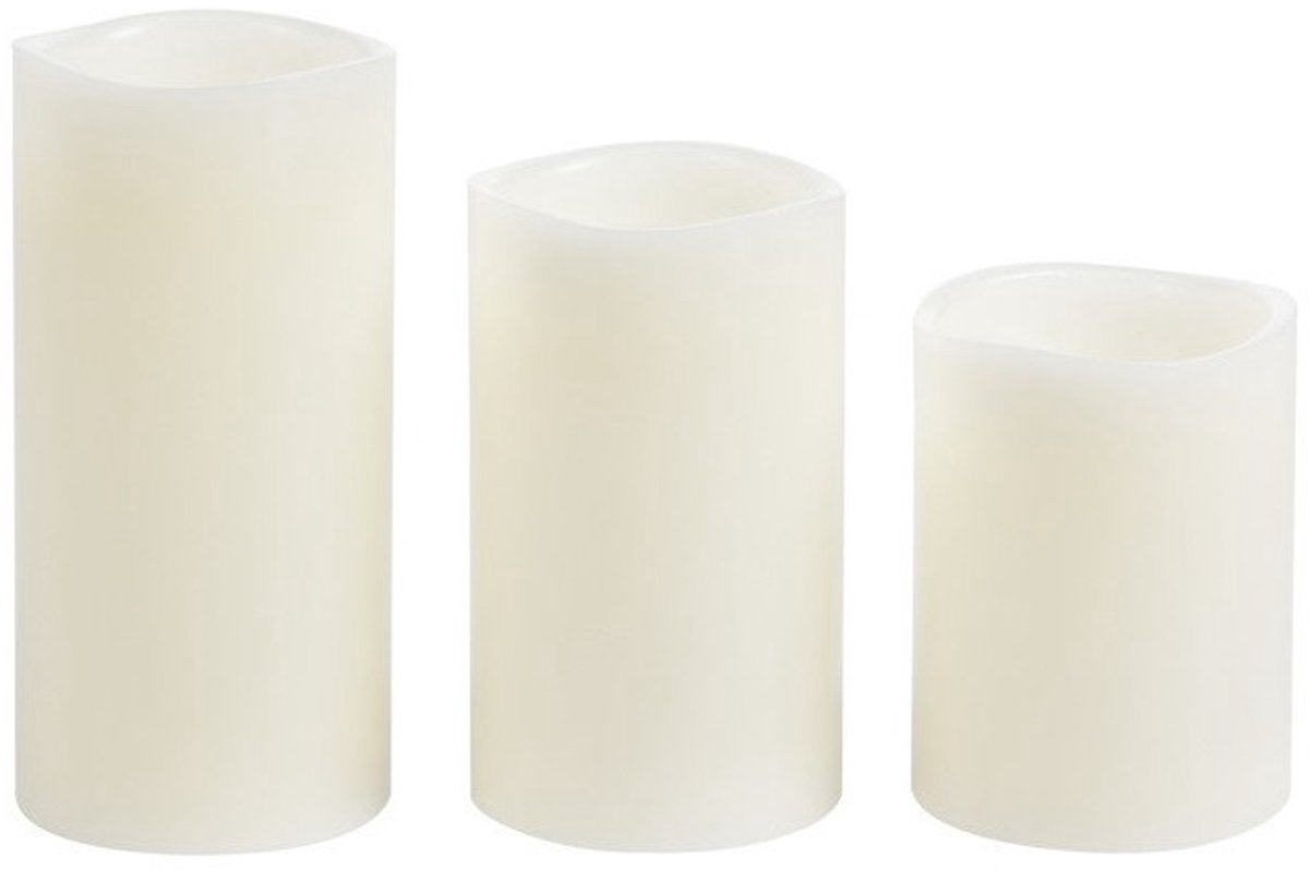 Home & Styling LED kaarsen set - 3 delig - stompkaarsen - wit - 10/12/15 cm - verschillende maten - met timer