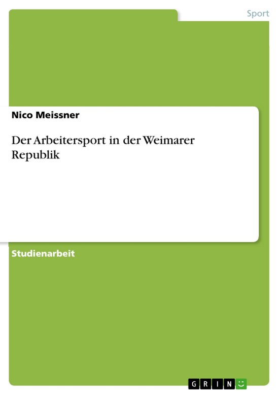 Der Arbeitersport in der Weimarer Republik - cover