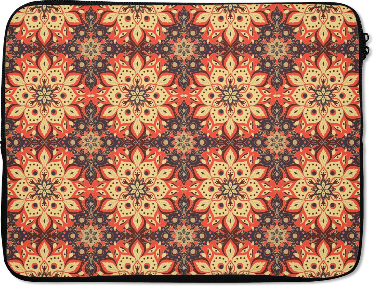 Laptophoes 17 inch - Mandala - Bohemian - Design - Laptop sleeve - Binnenmaat 41x28 cm - Zwarte achterkant