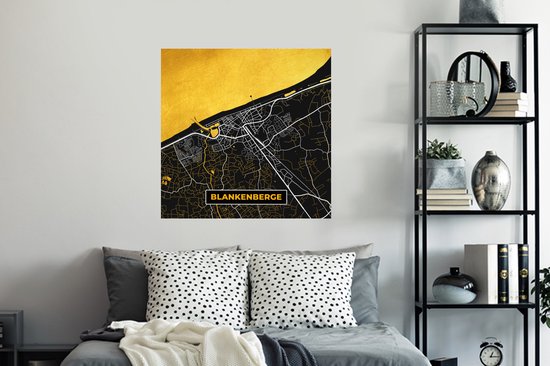 Stickers muraux - Plan de la ville - Or - Blankenberge - Carte - Carte - 100x100 cm - Feuille adhésive XXL