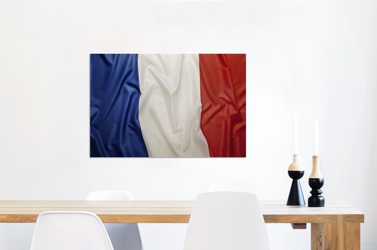 Gros plan du drapeau de la France Aluminium 90x60 cm - Tirage photo sur aluminium (décoration murale métal)