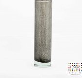 Design Vaas Cilinder - Fidrio GREY BUBBLES - glas, mondgeblazen bloemenvaas - diameter 8 cm hoogte 30 cm