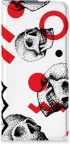 Bookstyle Case OPPO Find X5 Pro Smart Cover Skull Red